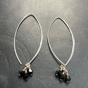Silpada Sterling hoop earrings with black onyx.
